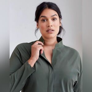 Aday Something Borrowed Mandarin Collar Buttondown Shirt